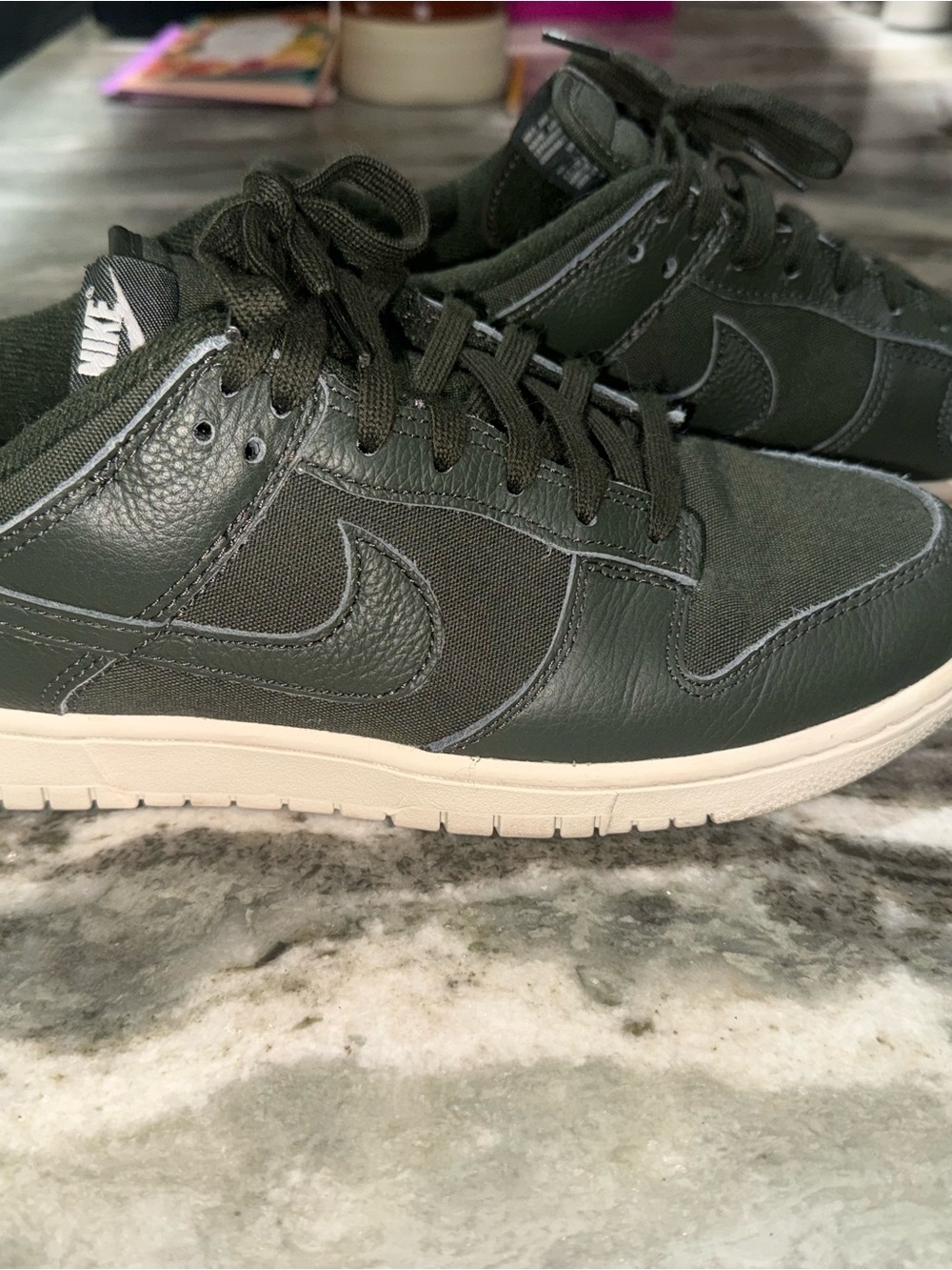 Nike Men’s Low-Top Sneakers in Olive Green and White